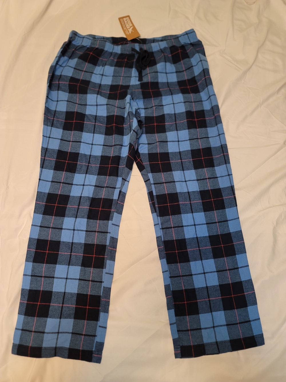 Eddie Bauer Blue and Black Plaid Wide-Leg Lounge Pants